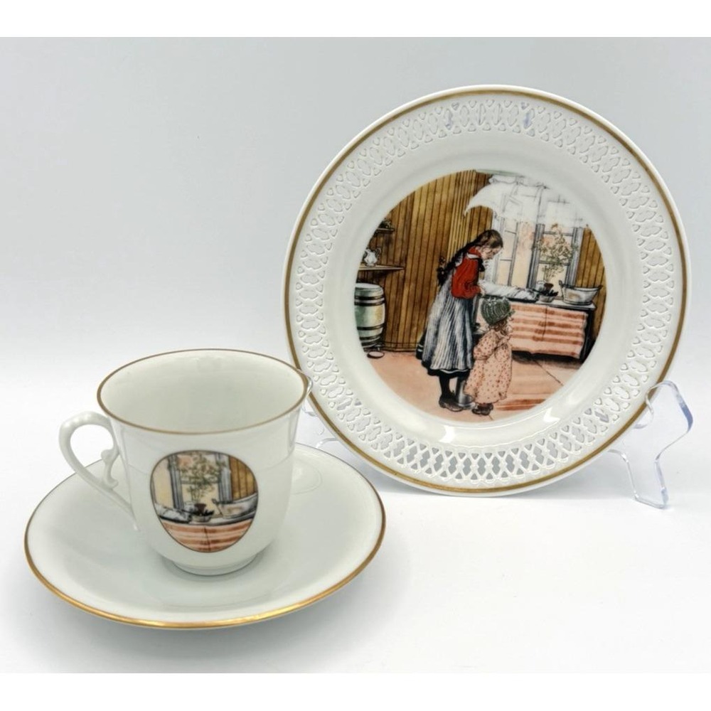 Bing and Grondahl Carl Larsson Tea Cup 3 pc Set Motiv 3 Kokkenet The Kitchen